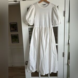 Anthropologie En Saison white puff sleeve midi dress